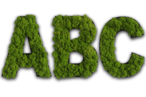 Moos - Piktogramme - Moos Buchstaben