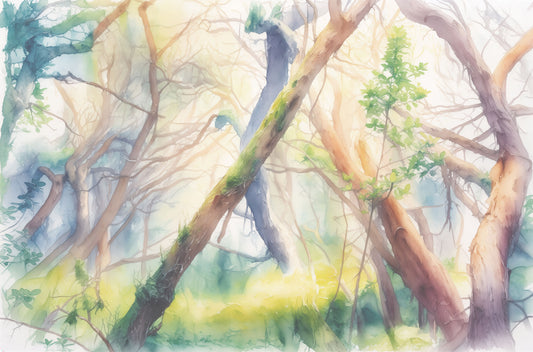 Aquarell-Tapete Im Wald