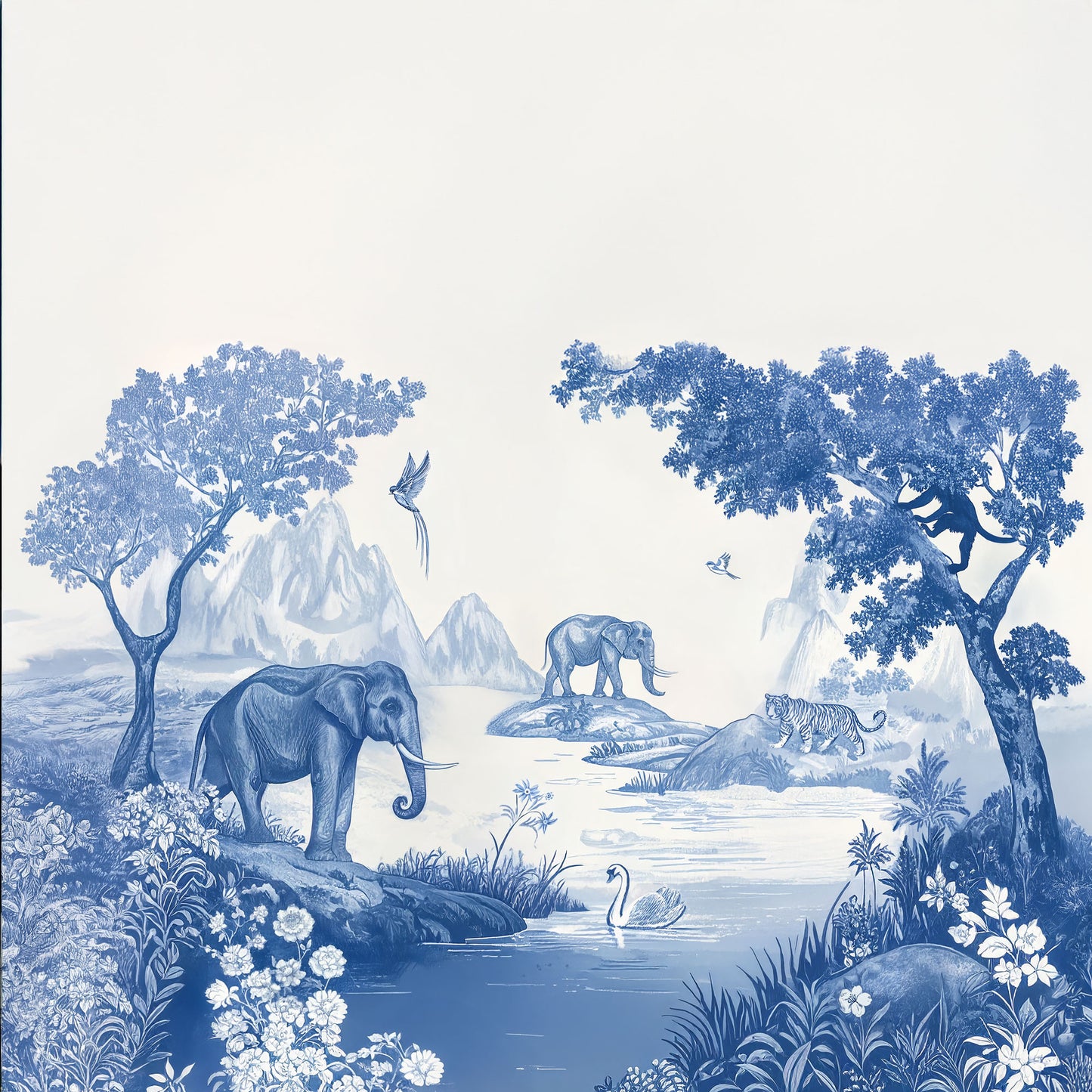 Tapete Toile de Jouy Blau