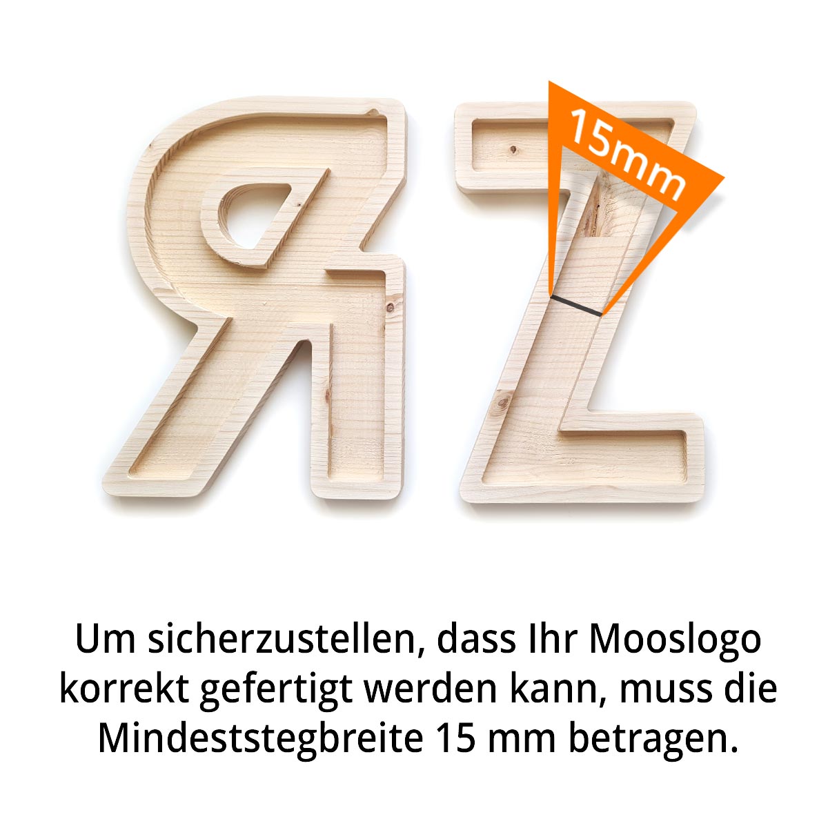 Moos Logos & Schriften - Waldmoos Logos / Schriften - Hartschaum weiß - mit Rahmen