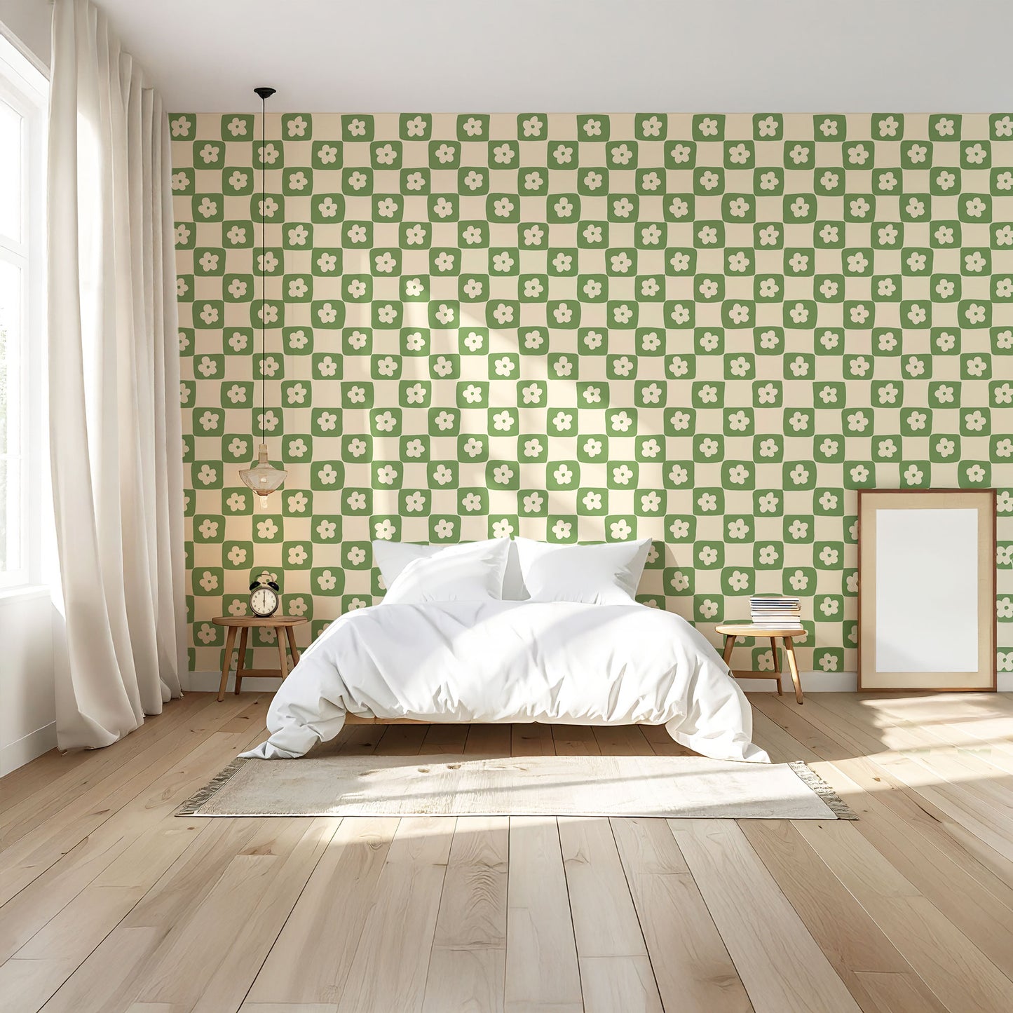 Tapete Blumen Kacheln