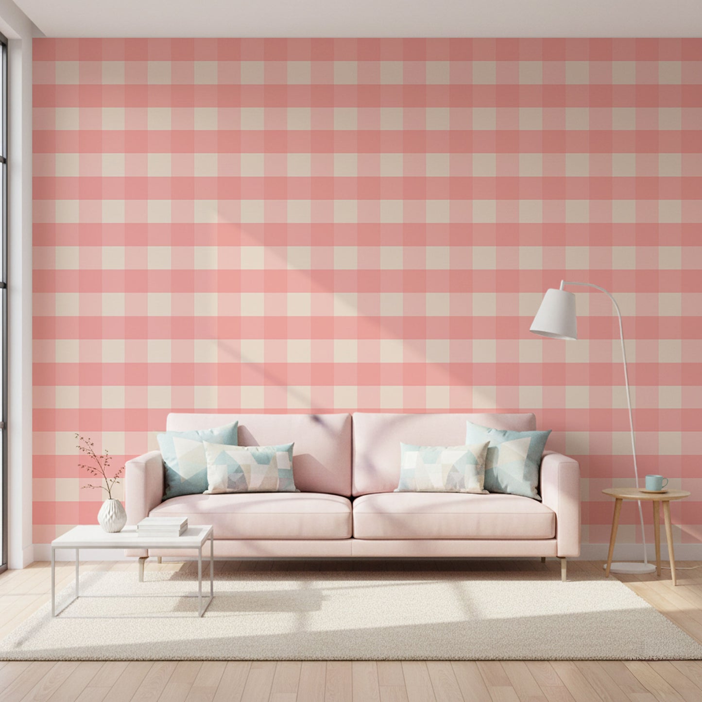Tapete Gingham Rosa