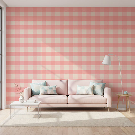 Tapete Gingham Rosa