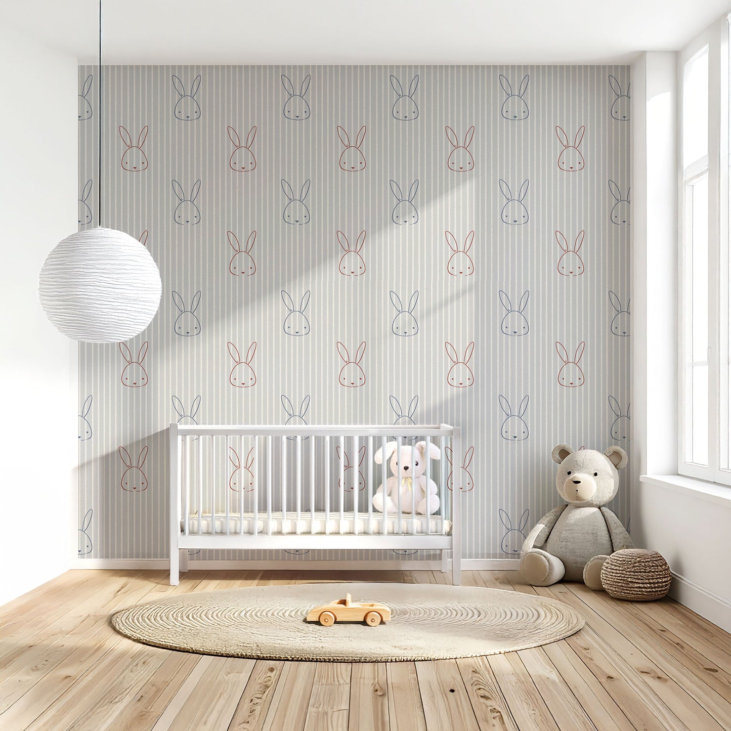 Kindertapete Hasen gestreift