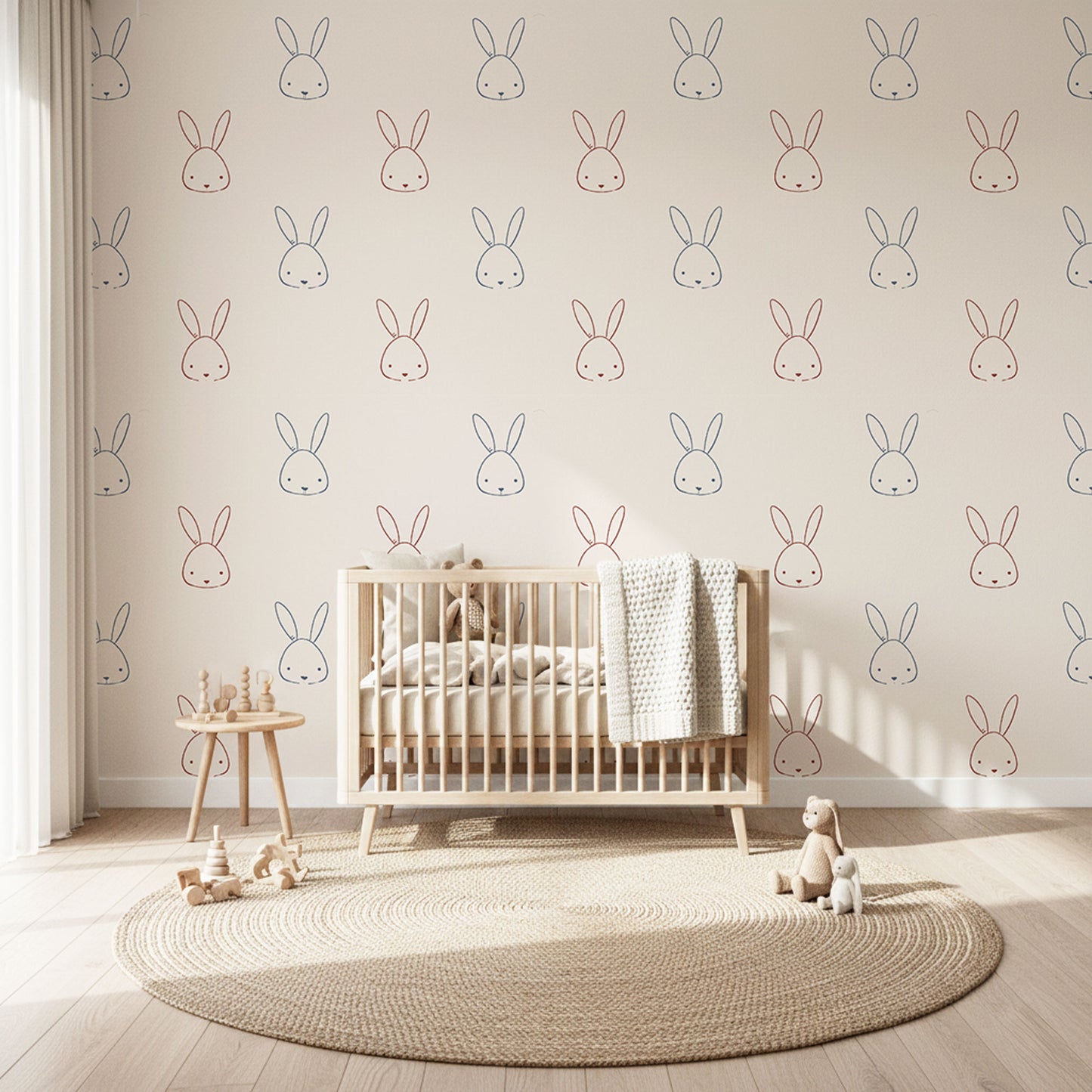Kindertapete Hasen Creme