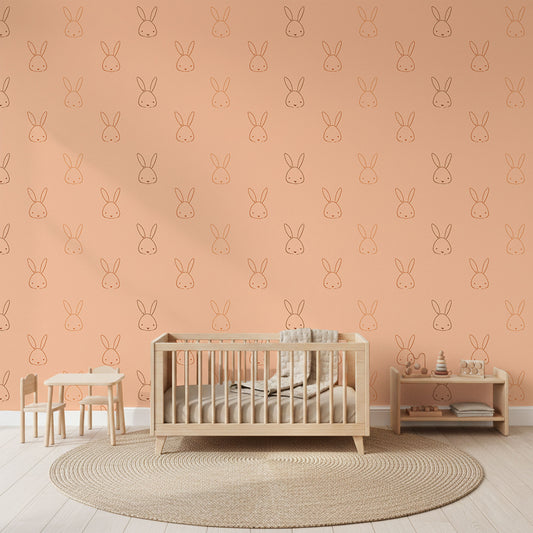 Kindertapete Hasen Orange