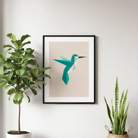 Polygon Tiere - Poster Kolibri