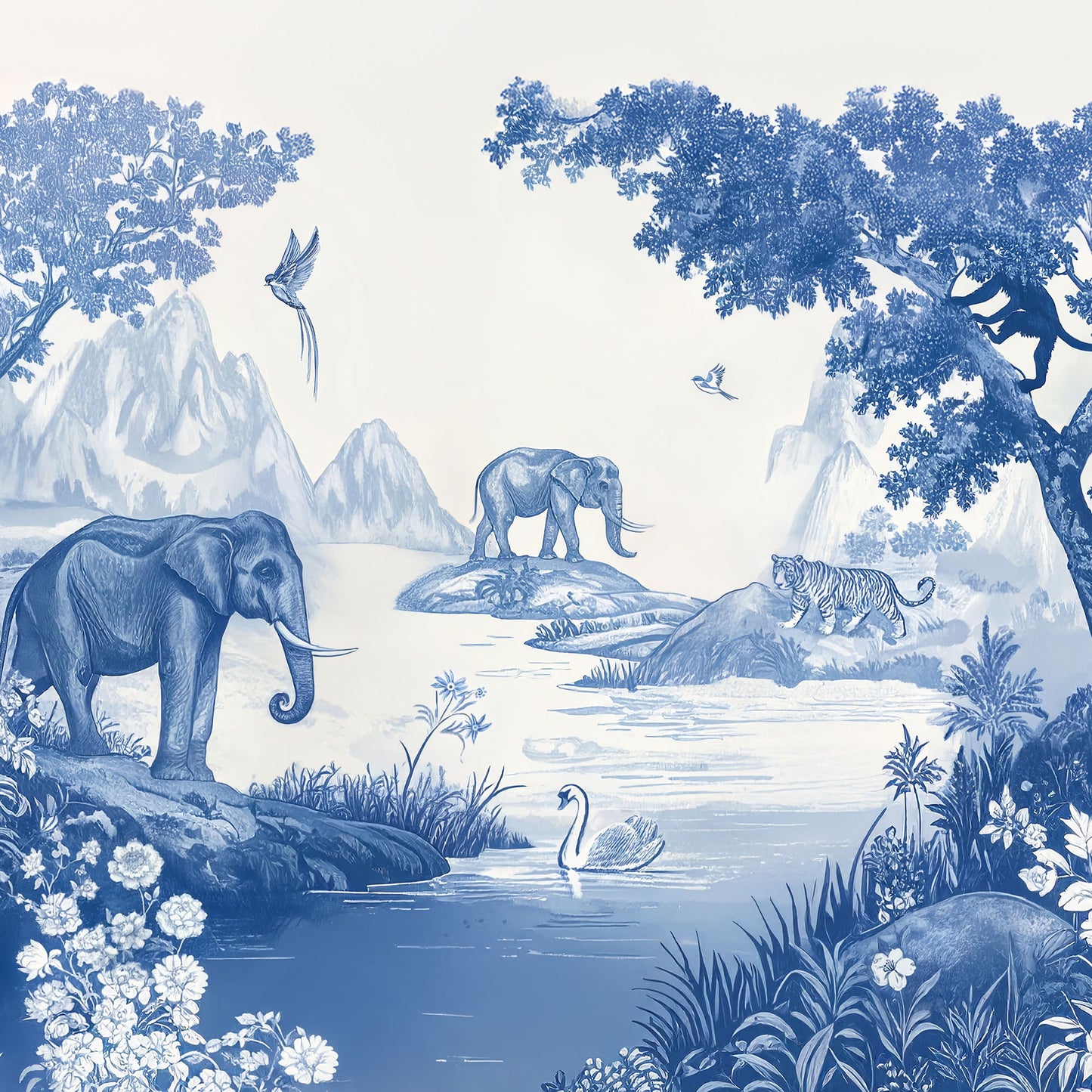 Tapete Toile de Jouy Blau